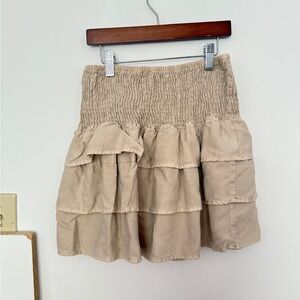 NWT Brandy Melville Tan ruffle tier Mini Skirt